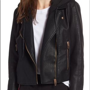 BLANK NYC Meant to Be Moto Jacket w/ removable hood